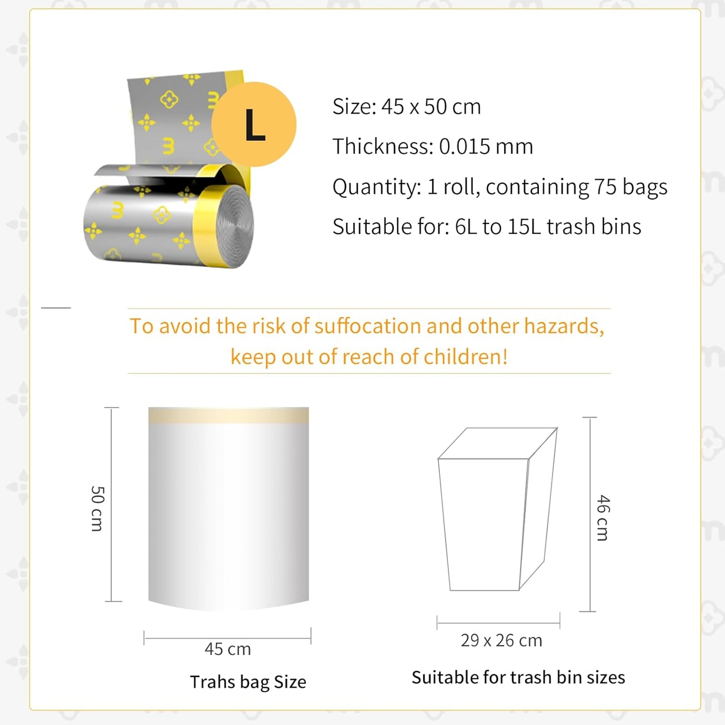 3-in-1 Removable Trash and Recycle Bin - 42L / 11gal, White