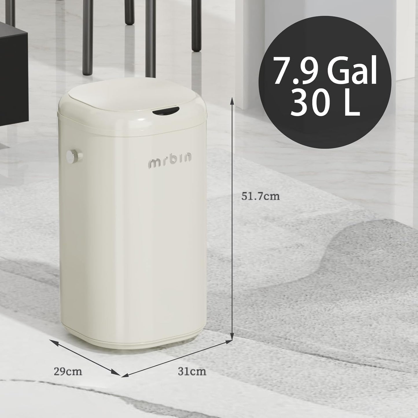 Motion Sensor Trash Can - 30L / 7.9gal, Automatic & Portable