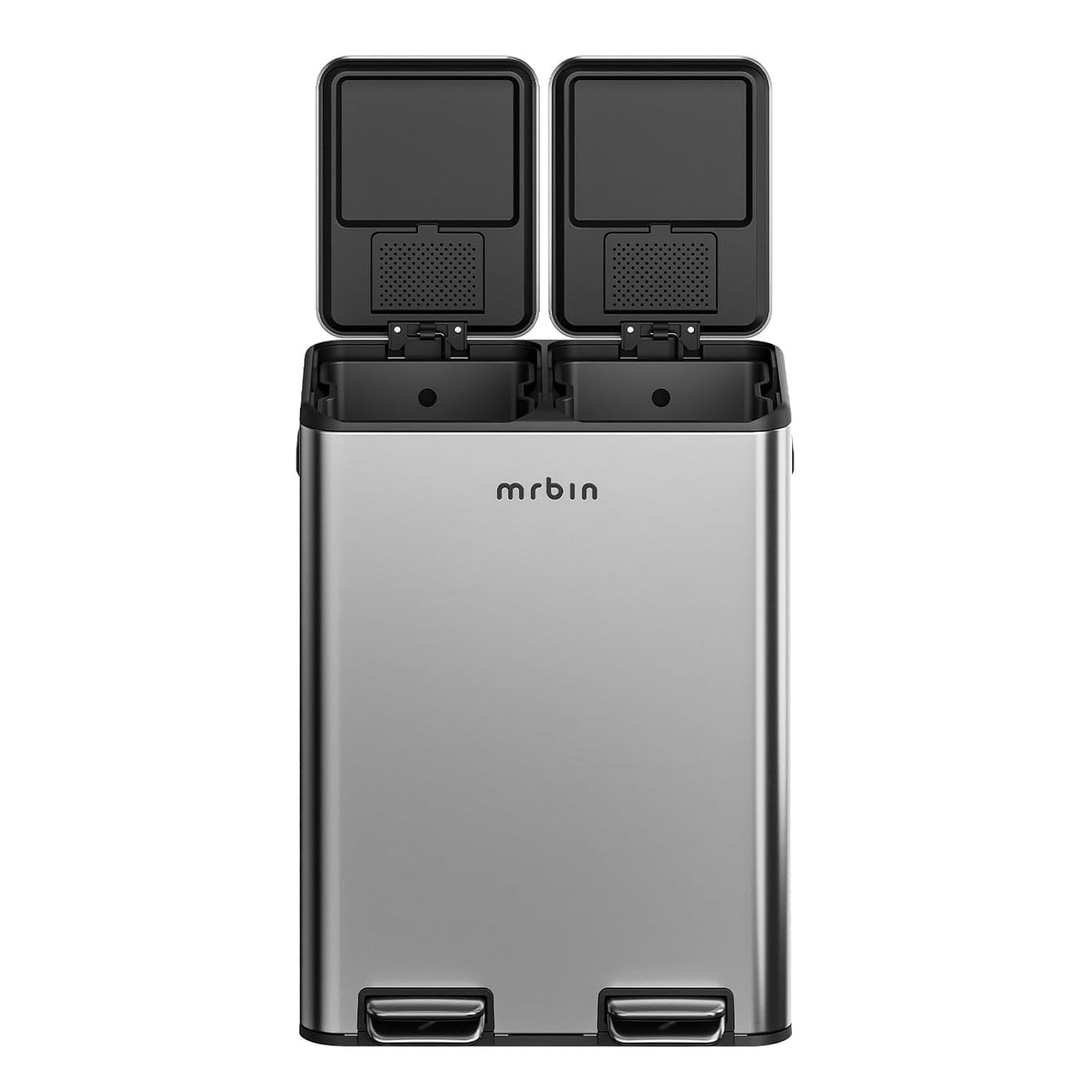 Dual Compartment Recycling Bin - 60L / 16gal, Stainless Steel