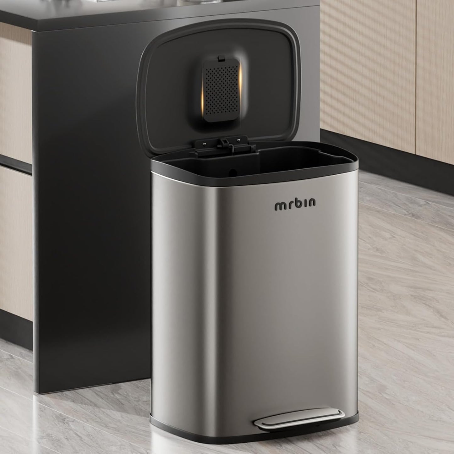 Stainless Steel Kitchen Trash Can - 13gal / 50L, Eclipse Grey