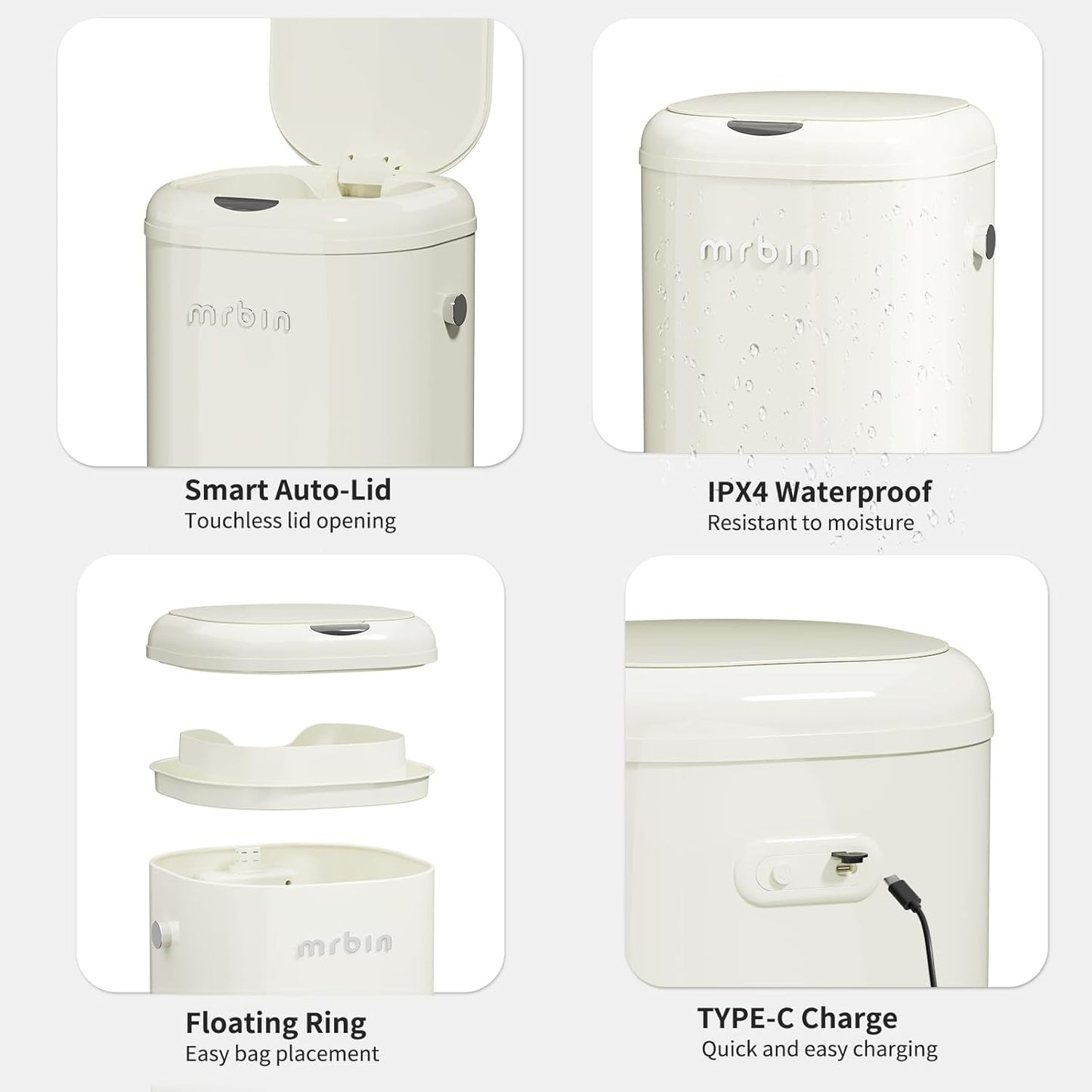 Motion Sensor Trash Can - 30L / 7.9gal, Automatic & Portable