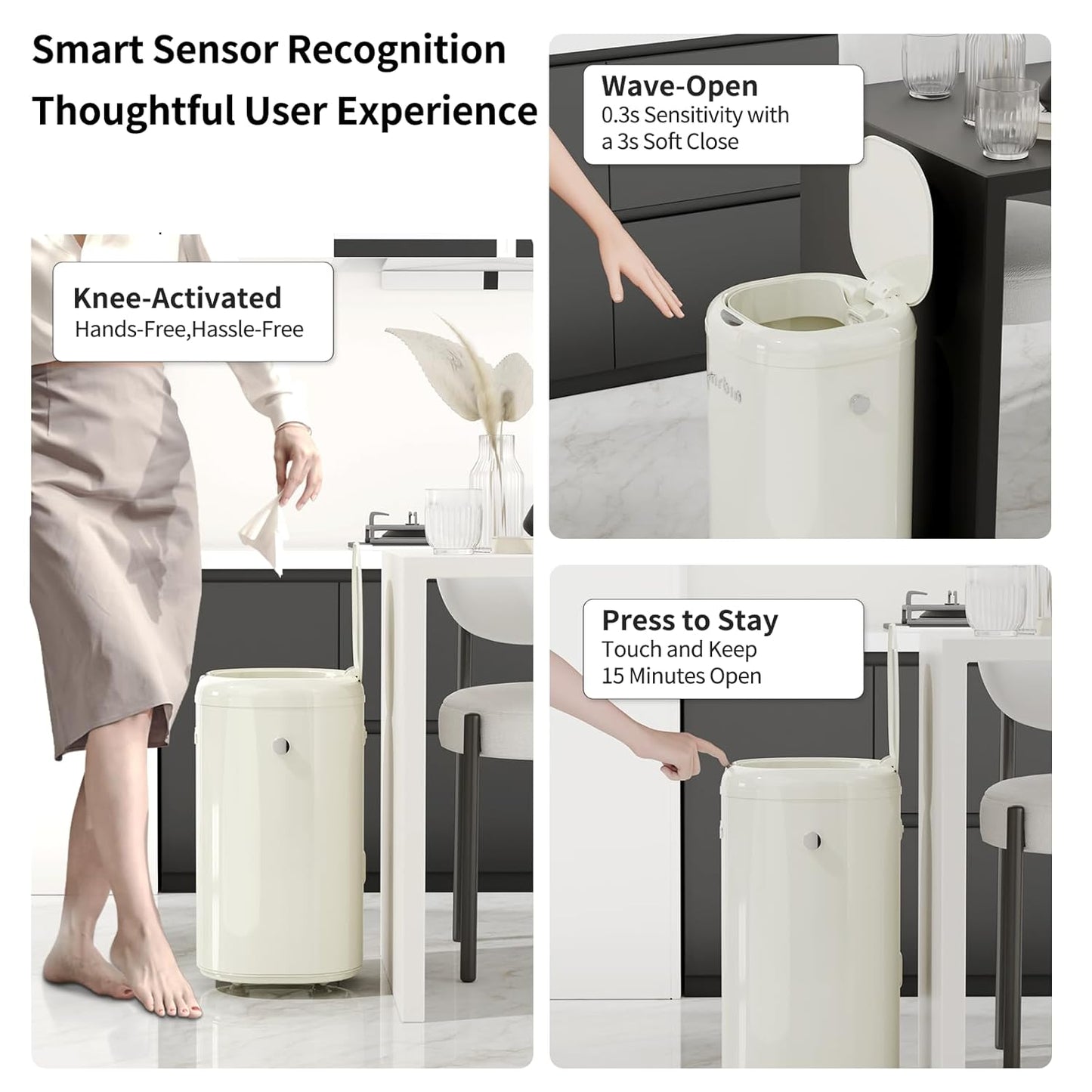 Motion Sensor Trash Can - 30L / 7.9gal, Automatic & Portable