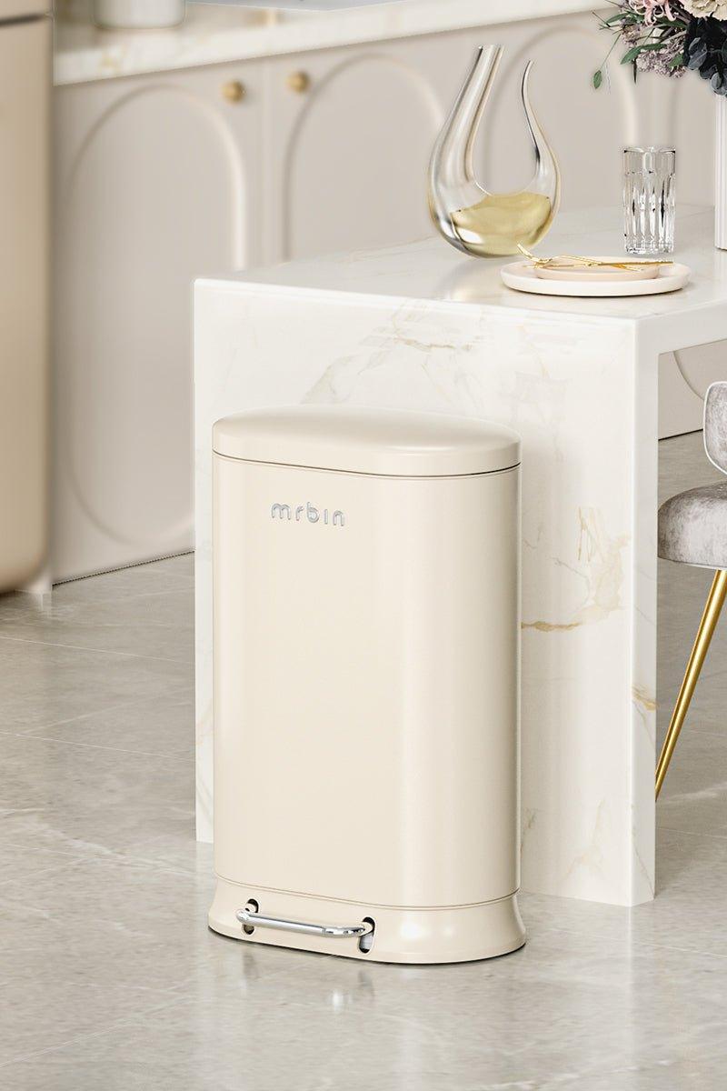 Cream - Toned Large Pedal Trash Can - 30L Capacity with Ultra - Wide Opening and Silent Close - mrbin