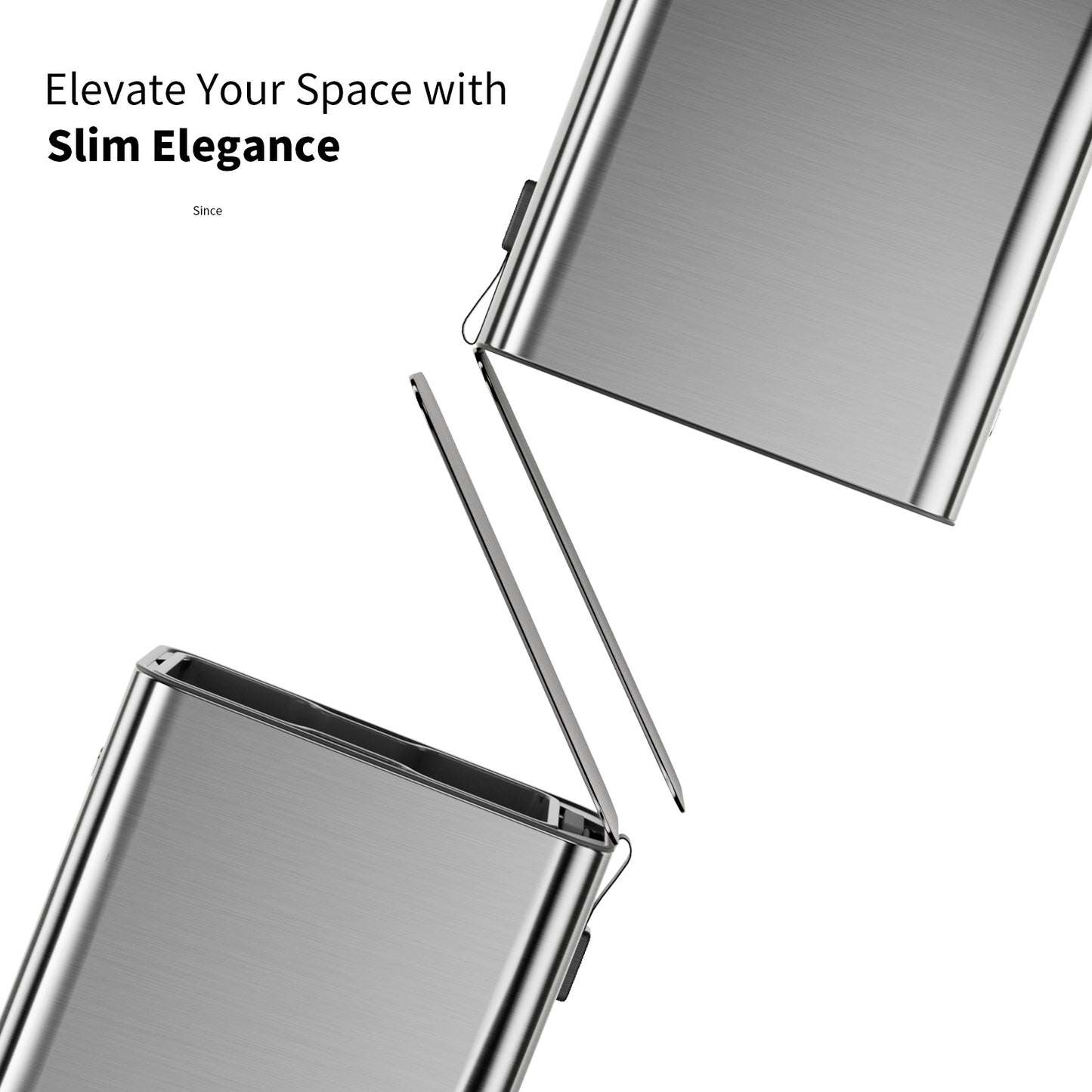 Bathroom Trash Can Slim Stainless Steel Narrow Ultra Thin Lid and Foot Pedal