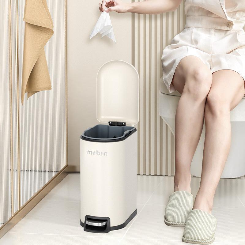 Space - Saving Step Small Trash Can - Sealed, Quiet, and Stylish for Bathrooms - mrbin