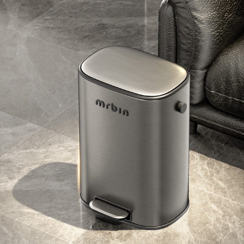 MrBin Step Trash Can Metal Eclipse Grey Black Logo