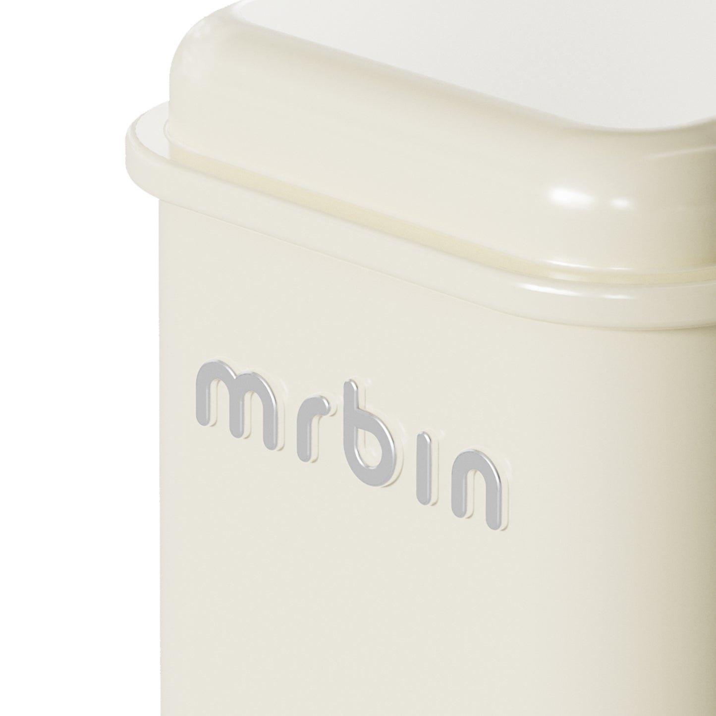 Mrbin Small Bathroom Trash Can with Lid Soft Close, Slim Metal Waste Basket for Bedroom, 5L/1.6 Gal Touchless Garbage Bin with Stainless Steel Pedal for Narrow Kitchen, Office Retro Decor, White