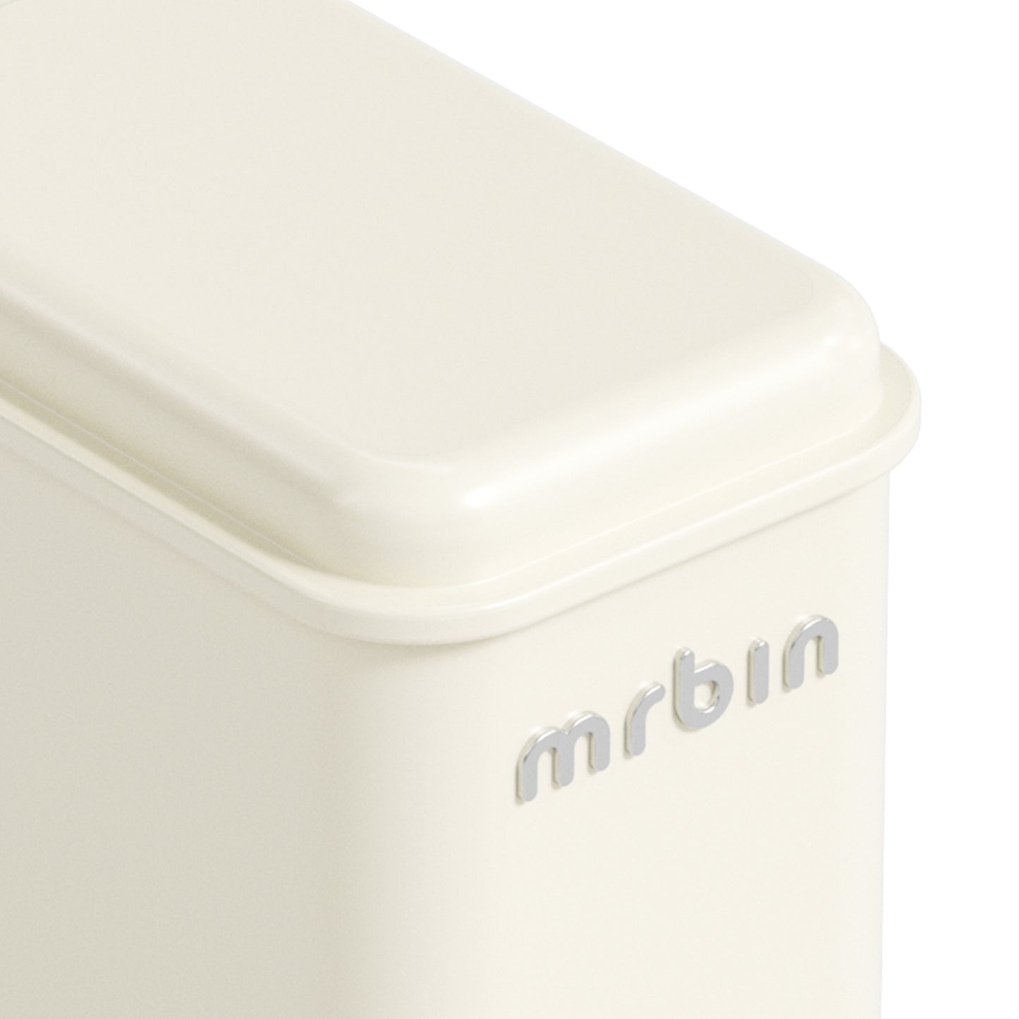 Mrbin Small Bathroom Trash Can with Lid Soft Close, Slim Metal Waste Basket for Bedroom, 5L/1.6 Gal Touchless Garbage Bin with Stainless Steel Pedal for Narrow Kitchen, Office Retro Decor, White