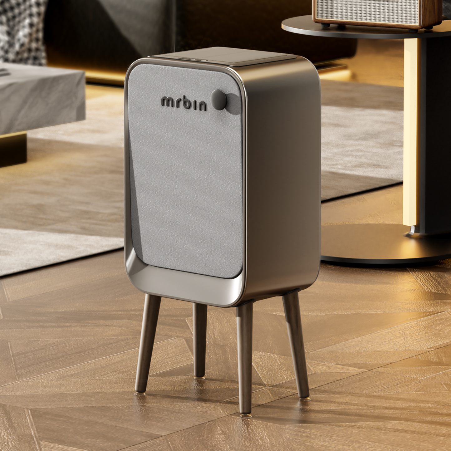 Motion Sensor Trash Can Bathroom with Butterfly Lid and Leg, 5.5 Gal / 20 L Tall Automatic Touchless Electric Smart Waste Basket, Toilet Covered Garbage Dustbin for Bedroom, Eclipse Grey