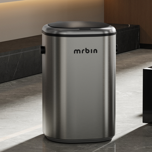 Stainless Steel Motion Sensor Tall Bathroom Trash Can with Lid, 5 Gallon Automatic Kitchen Garbage Pail, Electric Covered Silver Metal Waste Basket for Bedroom, Rv, Restroom, Eclipse Grey