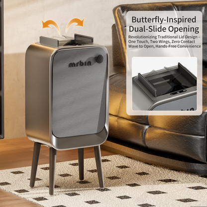 Motion Sensor Trash Can Bathroom with Butterfly Lid and Leg, 5.5 Gal / 20 L Tall Automatic Touchless Electric Smart Waste Basket, Toilet Covered Garbage Dustbin for Bedroom, Eclipse Grey