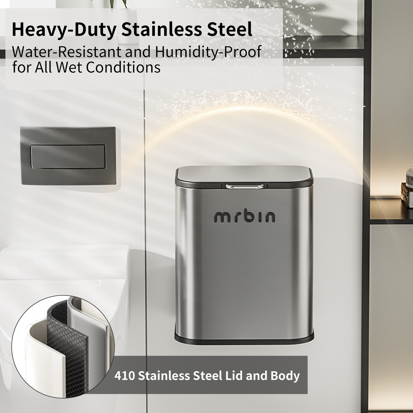 Kitchen Stainless Steel Compost Bin with Lid Countertop, 6l / 1.6gal Small Indoor Hanging Trash Can for Cabinet Door, Small Under Sink Food Scraps Garbage Pail, Eclipse-Grey