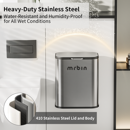 Kitchen Stainless Steel Compost Bin with Lid Countertop, 6l / 1.6gal Small Indoor Hanging Trash Can for Cabinet Door, Small Under Sink Food Scraps Garbage Pail, Eclipse-Grey