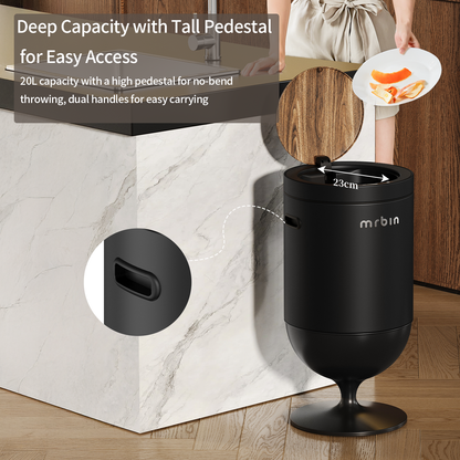 Metal Motion Sensor Trash Can with Lid, 5.3 Gallon Wine Glass Shaped Automatic Waste Basket Touchless, Smart Round Tall Garbage with High Leg for Office, Bedroom, Kitchen, Black