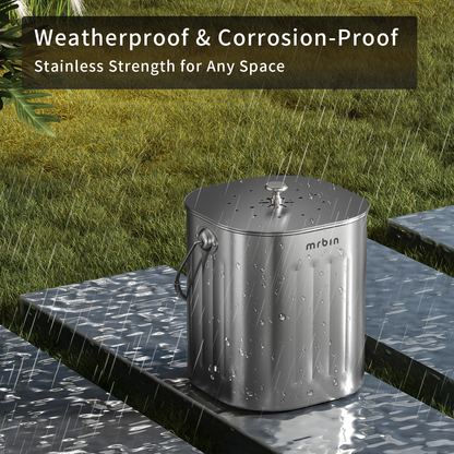 Stainless Steel Kitchen Compost Bin Countertop Trash Can with Lid and Charcoal Filter, Metal Small Indoor Rubbish Dustbin for Food Waste Recycle