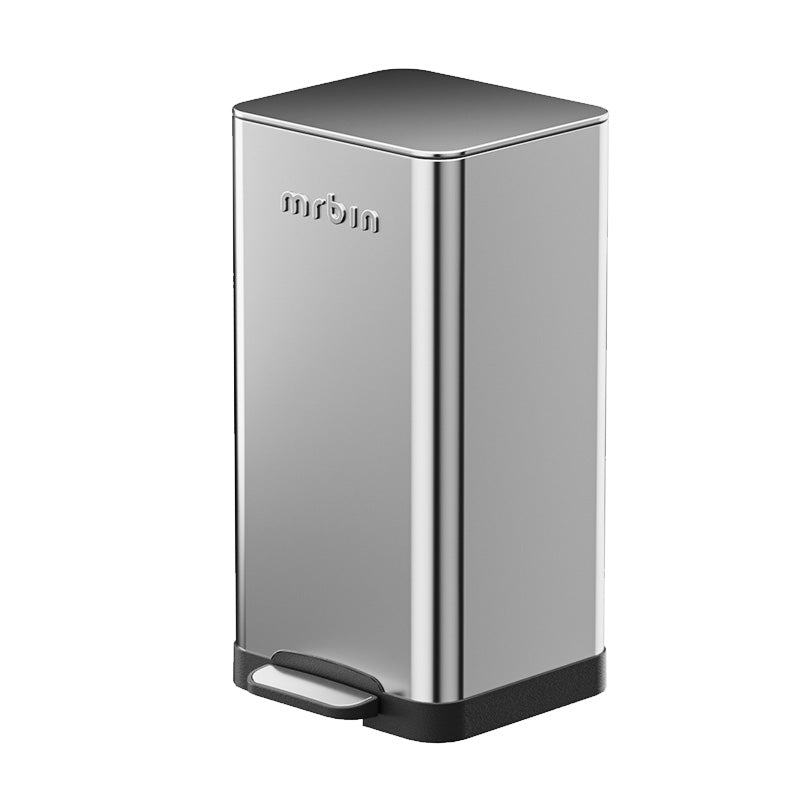 Bathroom Trash Can Slim Stainless Steel Narrow Ultra Thin Lid and Foot Pedal