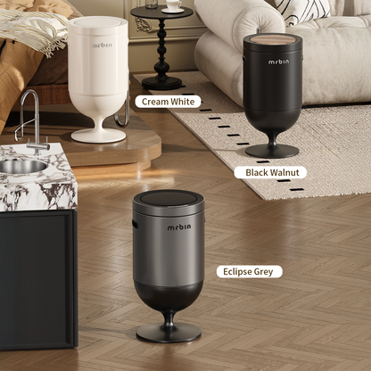 Metal Motion Sensor Trash Can with Lid, 5.3 Gallon Wine Glass Shaped Automatic Waste Basket Touchless, Smart Round Tall Garbage with High Leg for Office, Bedroom, Kitchen, Black