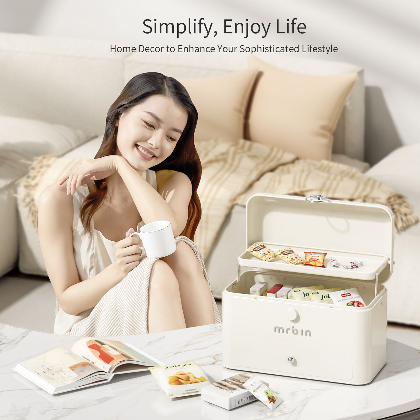 Metal 3-Tier Medicine Container Folding Waterproof Safe Boxes and Supply Storage Organizer Empty First Aid Kit for Home Portable Emergency Kit, Cream White