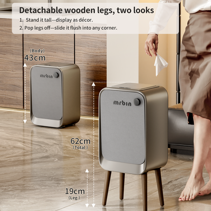 Motion Sensor Trash Can Bathroom with Butterfly Lid and Leg, 5.5 Gal / 20 L Tall Automatic Touchless Electric Smart Waste Basket, Toilet Covered Garbage Dustbin for Bedroom, Eclipse Grey