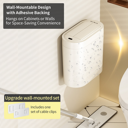 Motion Sensor Bathroom Trash Can with Butterfly Lid, 7L / 1.8gal Touchless Automatic Slim Garbage Bin, Narrow Plastic Waste Basket for Near Desk Office, Bedroom, Kitchen, Rv, Cream White