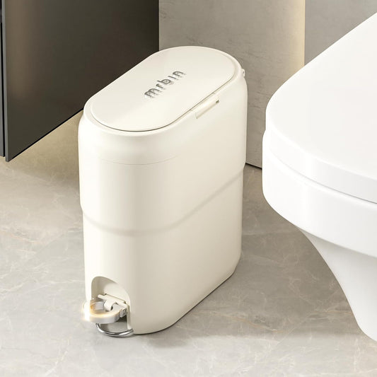 Slim Step Trash Can - 9L / 2.4gal, Cream White