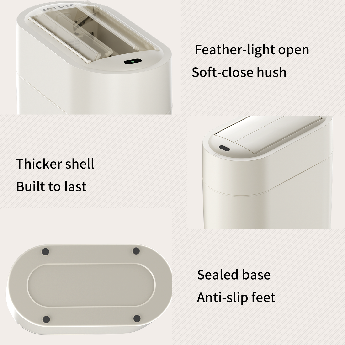 Motion Sensor Bathroom Trash Can with Butterfly Lid, 7L / 1.8gal Touchless Automatic Slim Garbage Bin, Narrow Plastic Waste Basket for Near Desk Office, Bedroom, Kitchen, Rv, Cream White
