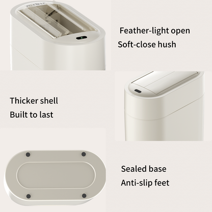 Motion Sensor Bathroom Trash Can with Butterfly Lid, 7L / 1.8gal Touchless Automatic Slim Garbage Bin, Narrow Plastic Waste Basket for Near Desk Office, Bedroom, Kitchen, Rv, Cream White