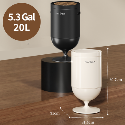 Metal Motion Sensor Trash Can with Lid, 5.3 Gallon Wine Glass Shaped Automatic Waste Basket Touchless, Smart Round Tall Garbage with High Leg for Office, Bedroom, Kitchen, Black