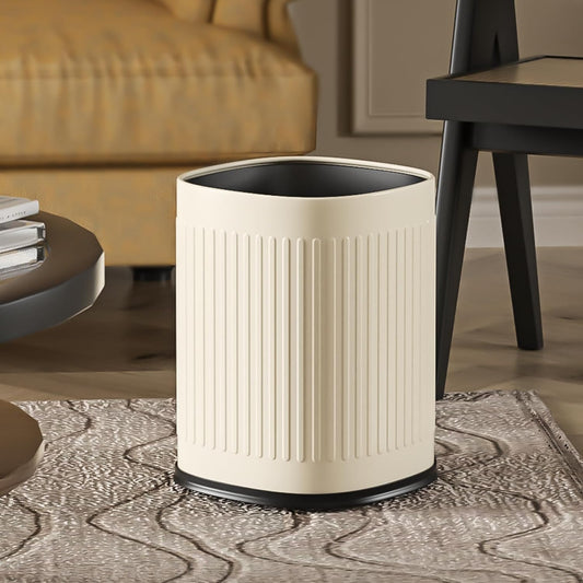 Mrbin Open Top Bathroom Trash Can with Lid, 15L / 4gal Retro Waste Basket for Bedroom, Plastic Garbage Pail under Desk for Toilet, Kitchen, Restroom, Office, Rv, White