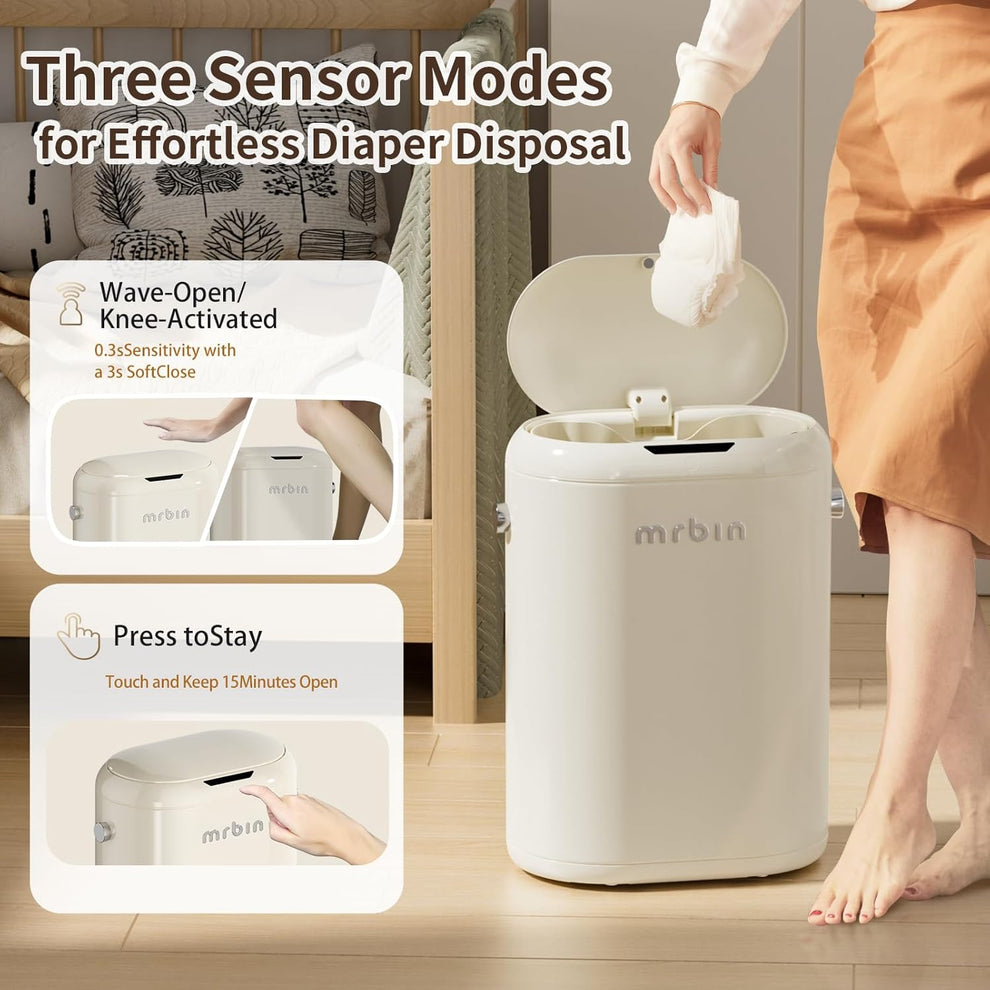 Motion Sensor Diaper Pail - 4.8gal, Touchless, White – mrbin