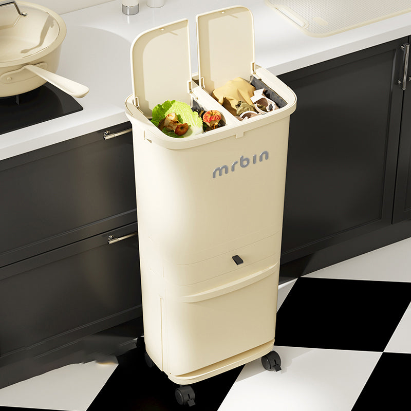 Dual Kitchen Trash Bin  with Wheels