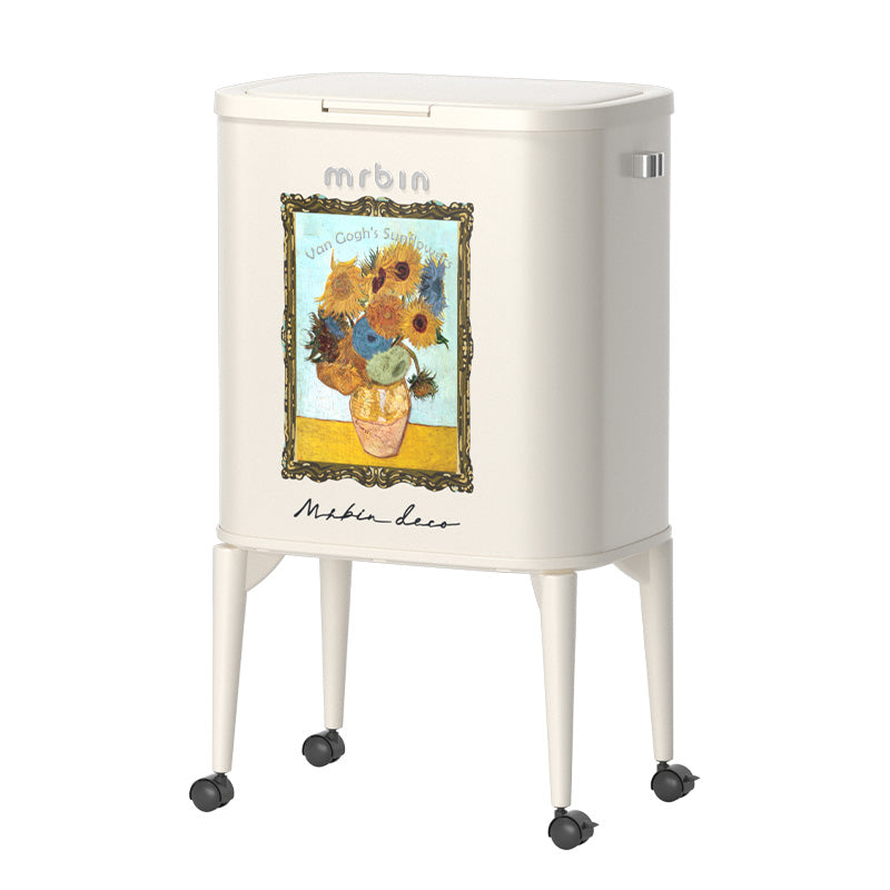 Kitchen Trash Can with Wheel Legs, 36L / 9.5gal, Sunflower