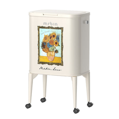 Kitchen Trash Can with Wheel Legs, 36L / 9.5gal, Sunflower