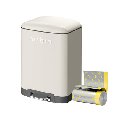 Cream-Style Foot-Operated Trash Can with Low-Noise Soft Closure and Lid Locks Odors