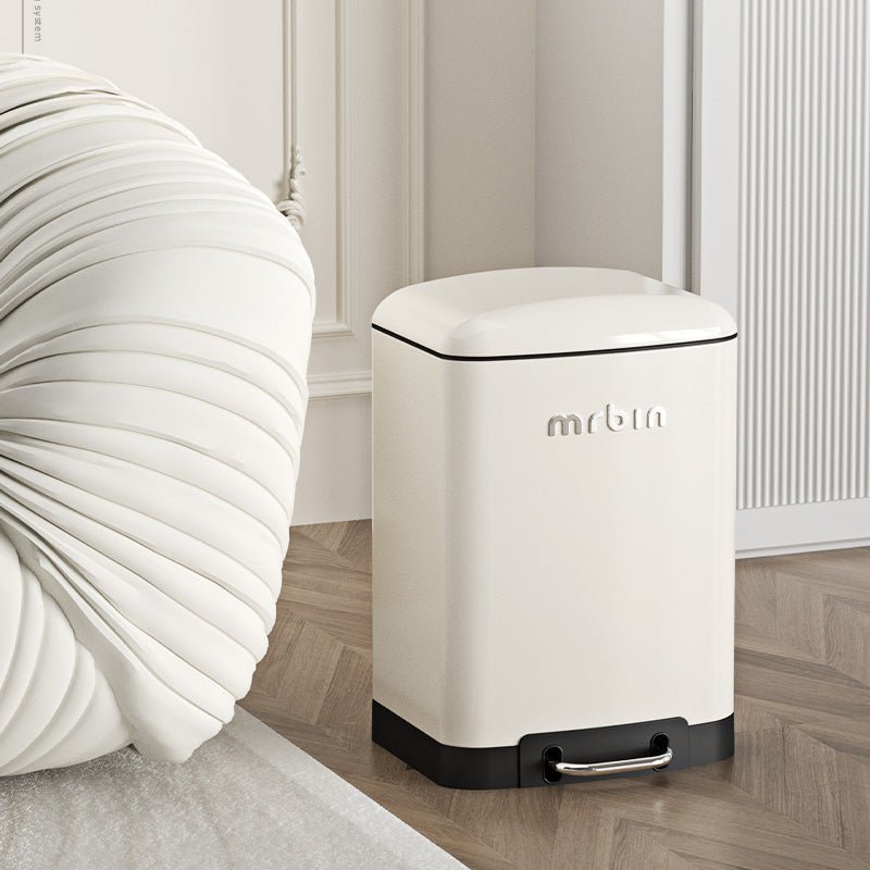 Cream - Style Foot - Operated Trash Can with Low - Noise Soft Closure and Lid Locks Odors - mrbin