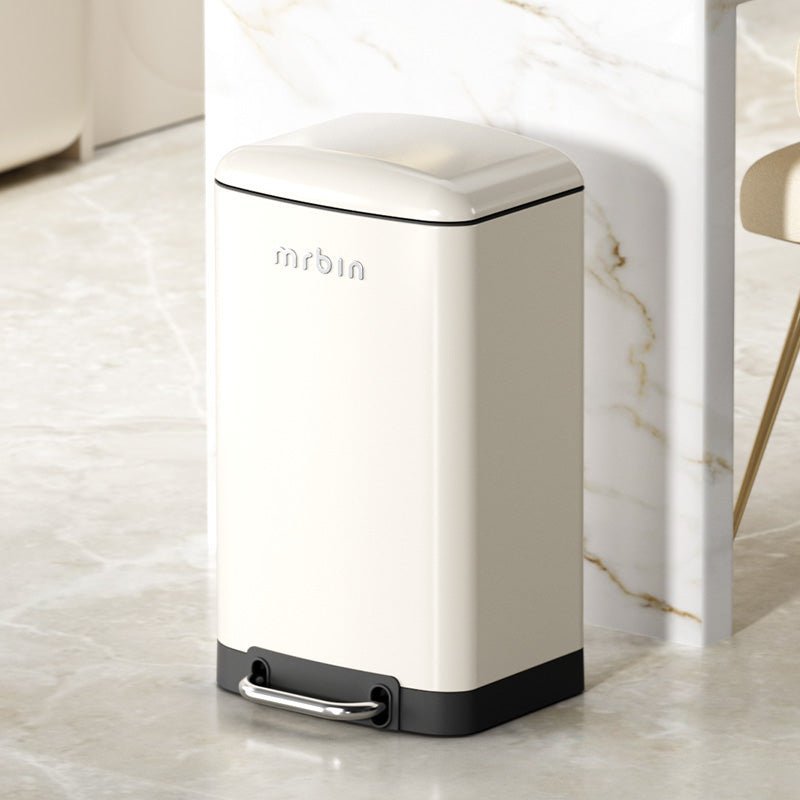 Cream - Style Foot - Operated Trash Can with Low - Noise Soft Closure and Lid Locks Odors - mrbin