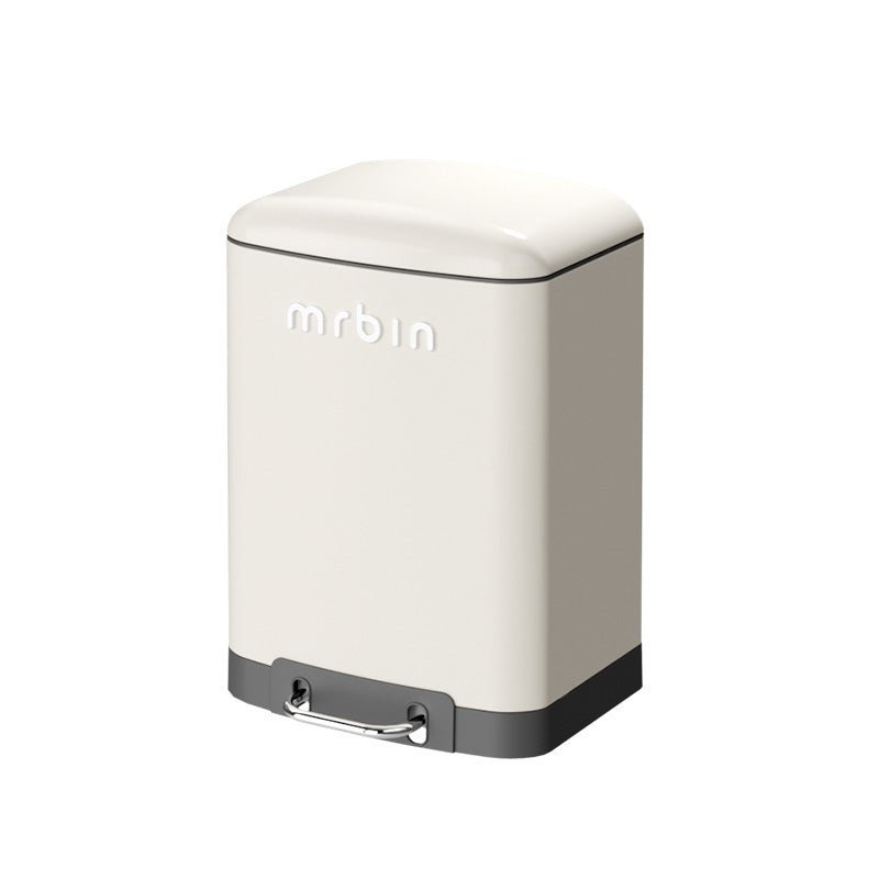 Cream - Style Foot - Operated Trash Can with Low - Noise Soft Closure and Lid Locks Odors - mrbin