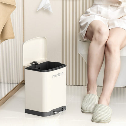 Cream - Style Foot - Operated Trash Can with Low - Noise Soft Closure and Lid Locks Odors - mrbin