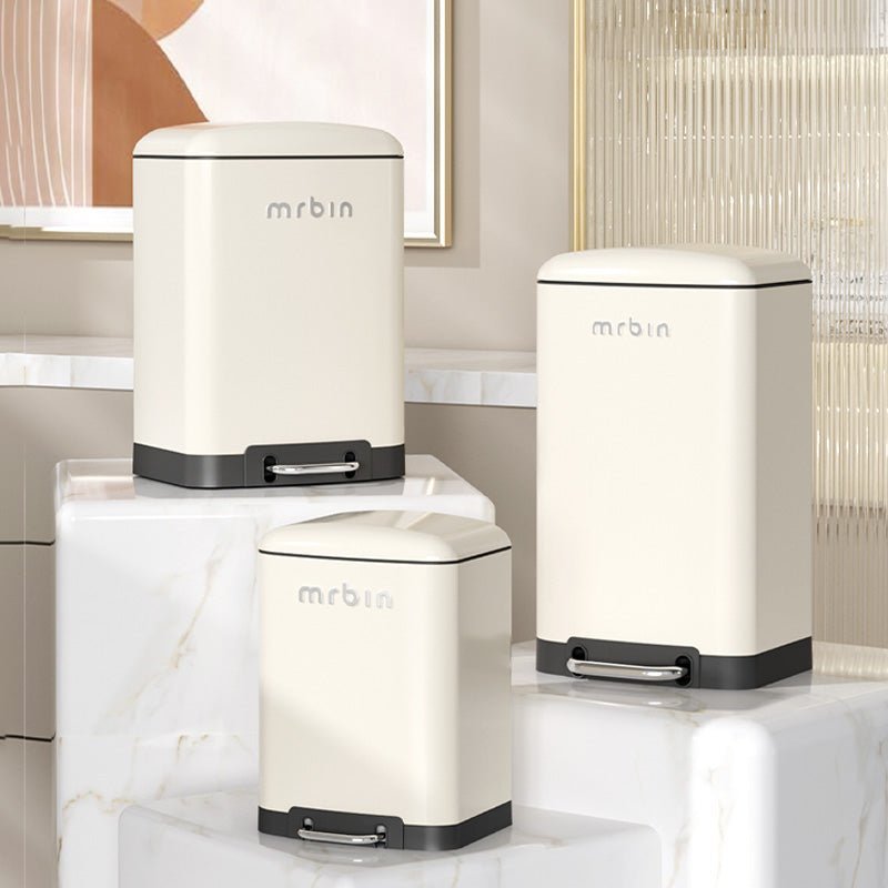 Cream - Style Foot - Operated Trash Can with Low - Noise Soft Closure and Lid Locks Odors - mrbin