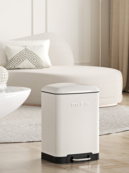 Cream - Style Foot - Operated Trash Can with Low - Noise Soft Closure and Lid Locks Odors - mrbin