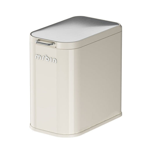 Cream-Style Push Bin for Bathroom with Push Lid Opening and Low-Noise Soft Closure - mrbin