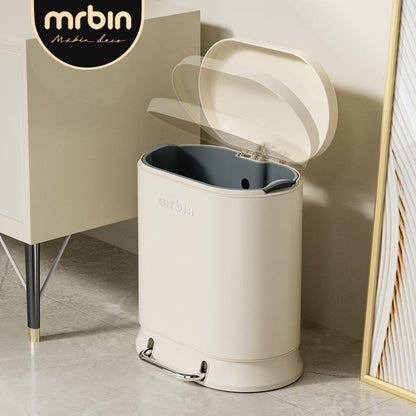 Cream - Toned Large Pedal Trash Can - 30L Capacity with Ultra - Wide Opening and Silent Close - mrbin