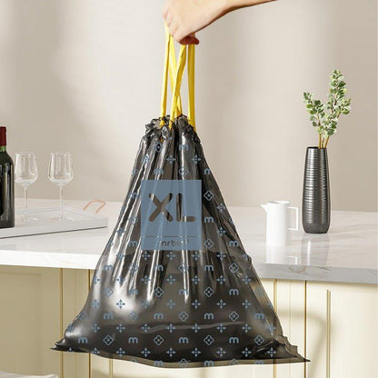 Custom Pattern Black Trash Bags with Strong Load Bearing, Reinforced, and Waterproof Features - mrbin