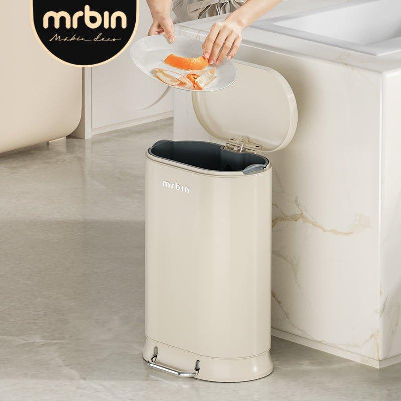 Elegant Cream - Toned Kitchen Trash Can with Large Capacity and Double Bin System - mrbin