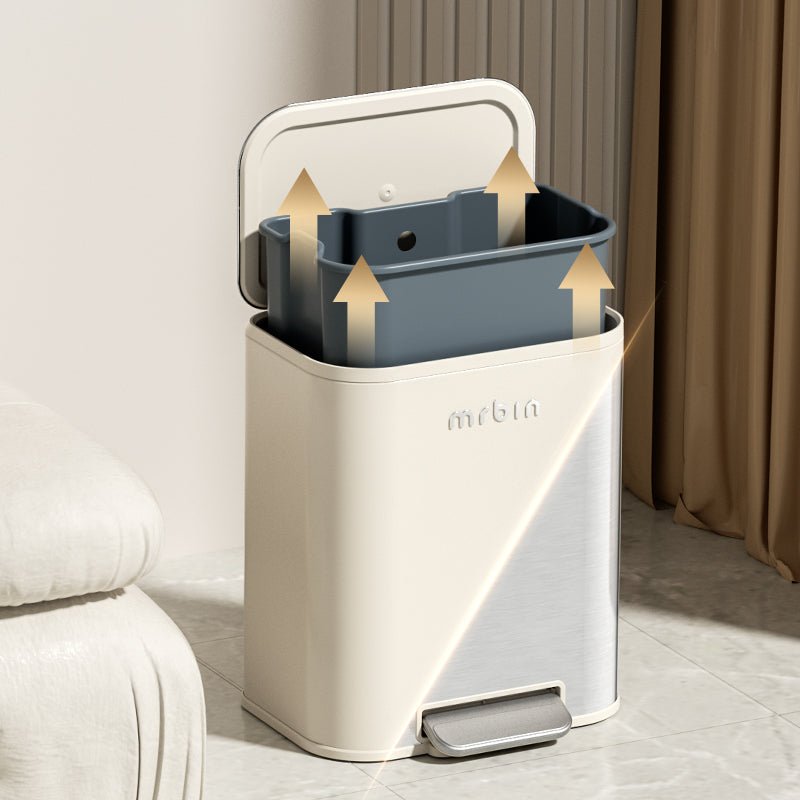 Kitchen Trash Can with Cream Styling and Extra - Wide Mouth - mrbin