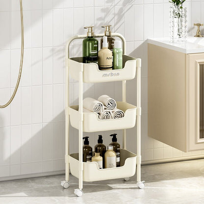 Kitchen Trolley with Storage Baskets for Multi - Layer Organization and Portability - mrbin