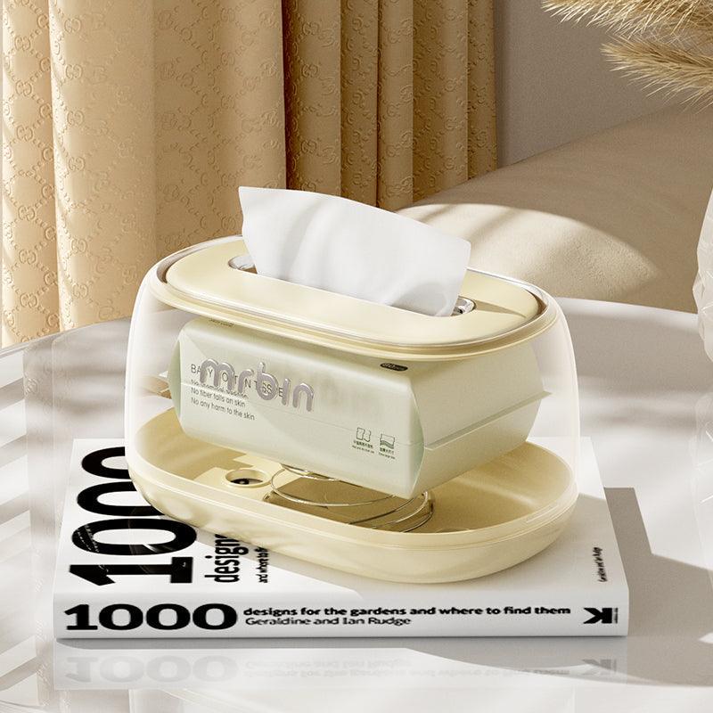 Luxury Tissue Box with Cheese Color, Retro Silver Plating, Phone Stand, and Large Opening - mrbin