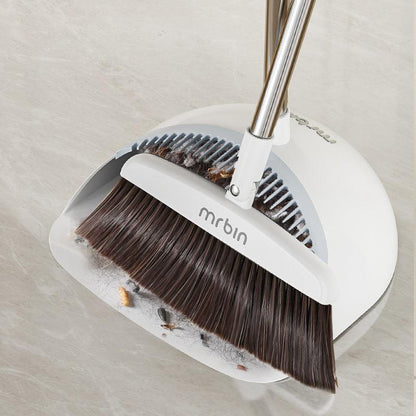 Magnetic Broom and Dustpan Set with U - Shaped Design and 180° Rotating Broom Head - mrbin