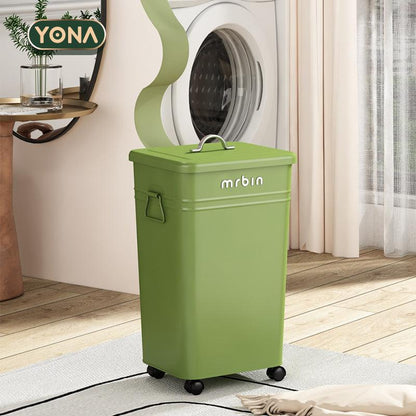 Practical Laundry Basket with Lid, Wheels, and Durable Construction for Easy Movement - mrbin