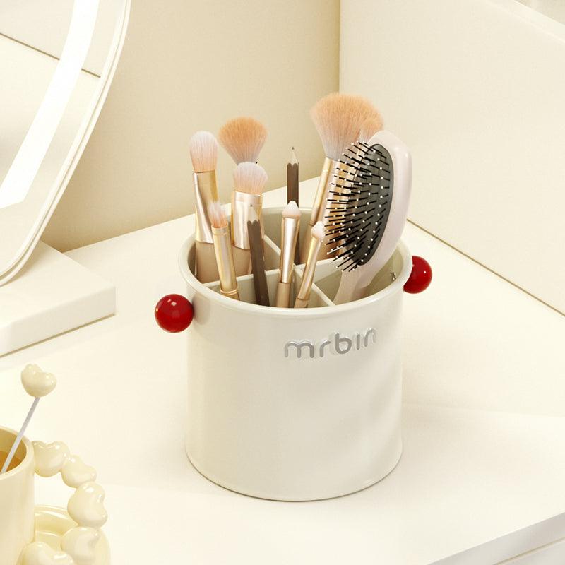 Stylish Cream - Style Makeup Brush Holder with Detachable Dividers and Drainage Features - mrbin